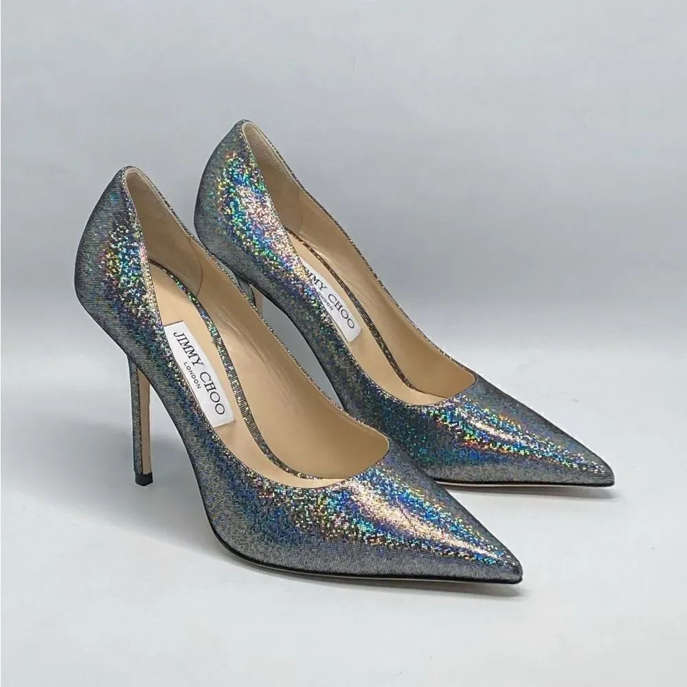 Jimmy Choo Love Iridescent Silver Pump size 38.5